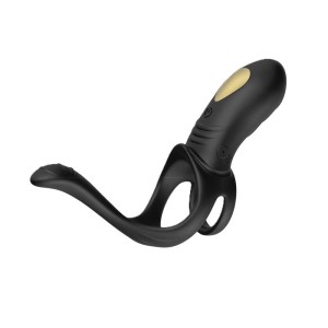 Anel Peniano Duplo em Silicone com Estimulador Clitoriano e Estimulador de Prostata