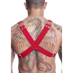 HARNESS EM ELÁSTICO VERMELHO COM METAL  SD CLOTHING