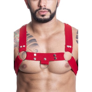 HARNESS EM ELÁSTICO VERMELHO COM METAL  SD CLOTHING