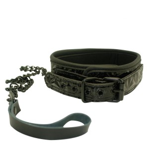 COLEIRA LUXURY FETISH COLLAR W LEASH PRETA DAN