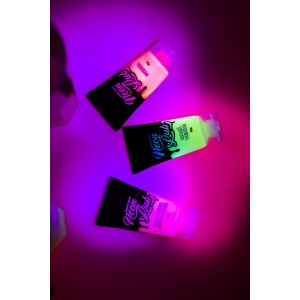 NEON LUB GEL COMESTÍVEL MAÇÃ VERDE BRILHA EM LUZ NEGRA 30G PEPPER BLEND