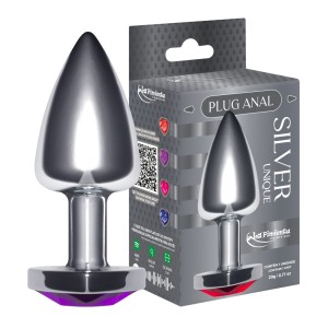 PLUG ANAL CORAÇÃO UNIQUE SILVER - LILÁS