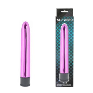 VIBRADOR PERSONAL CROMADO 17cm E MULTIVELOCIDADE  ROXO METÁLICO