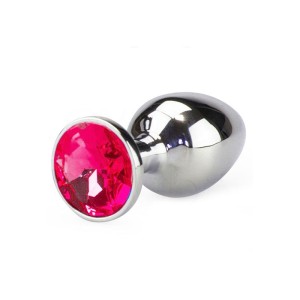 PLUG ANAL EM ALUMÍNIO GRANDE COM PEDRA VERMELHO 