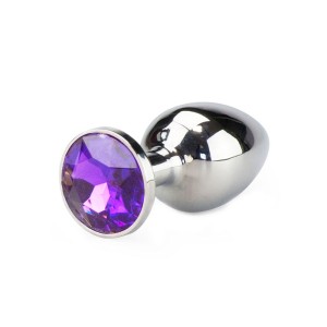 PLUG ANAL EM ALUMÍNIO GRANDE COM PEDRA ROXO 