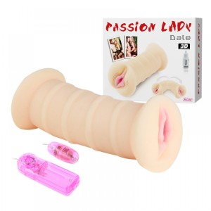 MASTURBADOR VAGINA DUPLA EM CYBERSKIN COM CÁPSULA VIBRATÓRIA  PASSION LADY DALE