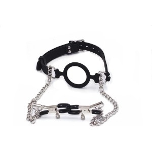 MORDAÇA O-RING DE METAL COM GRAMPOS DE MAMILO DAN