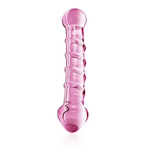 PLUG ANAL EM VIDRO COM RELEVO ESPIRAL ROSA