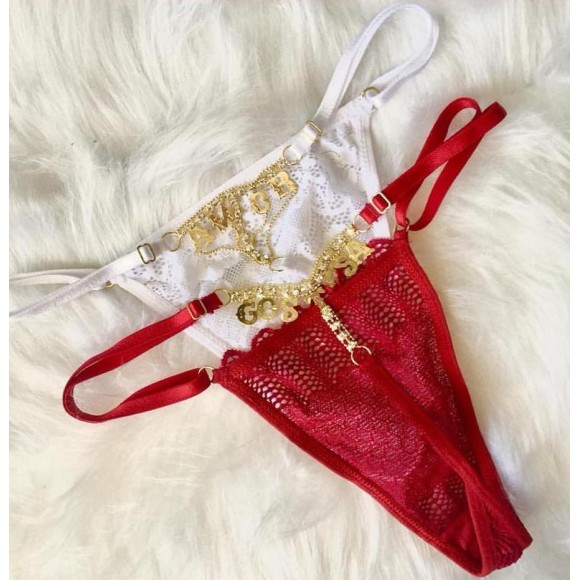 CALCINHA BUMBUM STRASS VERMELHO