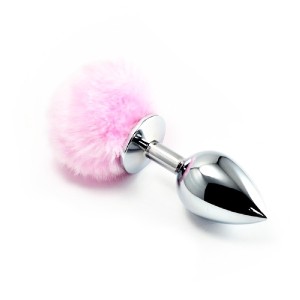PLUG ANAL DE METAL POMPOM PEQUENO - ROSA GUANG
