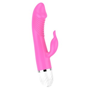 VIBRADOR COM SALIÊNCIAS E ESTIMULADOR CLITORIANO COM 10 MODOS DE VIBRAÇÃO - GUANG