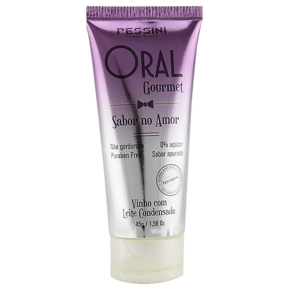ORAL GOURMET SABOR NO AMOR GEL COMESTÍVEL VINHO C/ LEITE CONDENSADO 45ml PESSINI