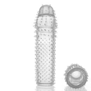 Capa peniana transparente com cerdas massageadoras