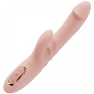Vibrador com estimulador de clitóris e Vai e Vem feito em silicone cirúrgico de toque aveludado