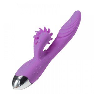 Vibrador recarregável com estimulador clitoriano simulador de sexo oral com línguas giratórias