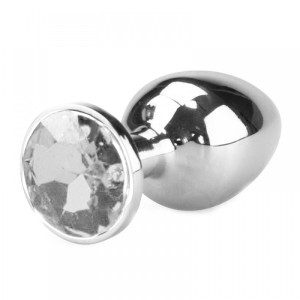 PLUG EM ALUMÍNIO PEQUENO C/ PEDRA TRANSLÚCIDA