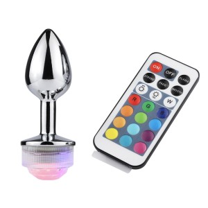 Plug anal de metal com luz LED13 cores e controle remoto