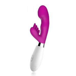 VIBRADOR ESCALONADO EM SILICONE C/ ESTIMULADOR CLITORIANO ARON