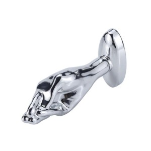 PLUG ANAL DE AÇO FORMATO DE MÃO COM JÓIA NA BASE